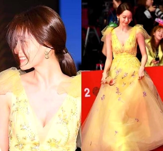Busan International Film Festival BIFF 2019 - imyoona dressed in beautiful yellow dress