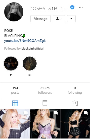 Rosé 21.2 Million Followers